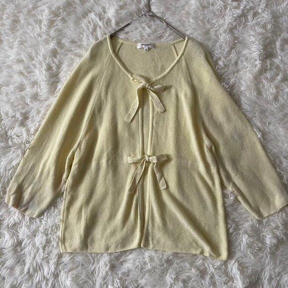 Hamiya Cardin Linen Blend Ribbon Cardigan Cream - Picture 1 of 5